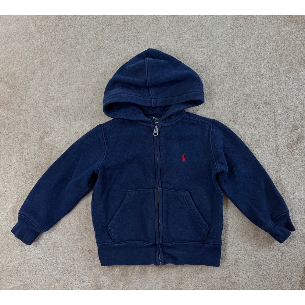 Polo Ralph Lauren Hoodie Toddler 3/3T Blue Full Zip‎ Cute Adorable Preppy EUC